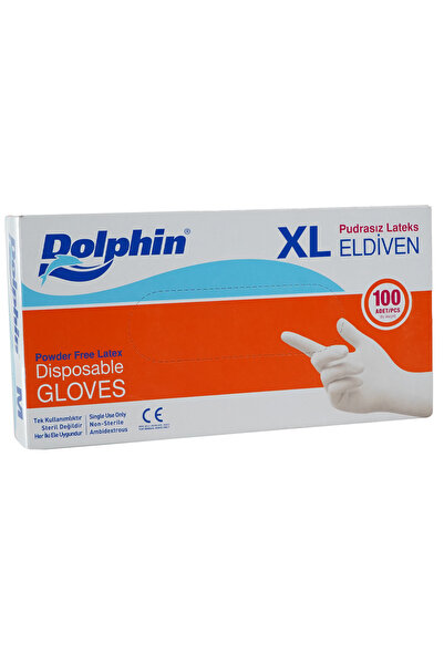 Dolphin Pudrasız Beyaz Lateks Eldiven - XL Beden