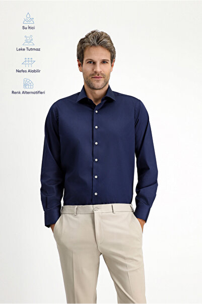Kiğılı Uzun Kol Klasik Nano Care Su İtici Leke Tutmaz 4 Mevsim Pamuk Gömlek