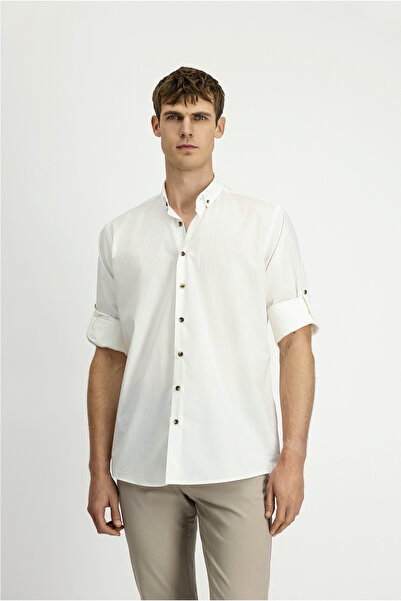 Kiğılı Cămașă din bumbac cu mânecă lungă, cu croiala normală, cu guler cu nas...