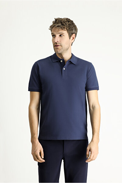 Kiğılı Tricou cu guler polo slim fit brodat bumbac 100%