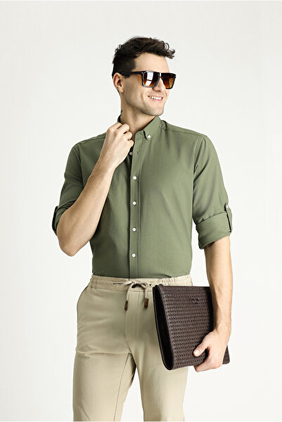 Kiğılı قميص قطني بأكمام طويلة وقصة مريحة من الكتان