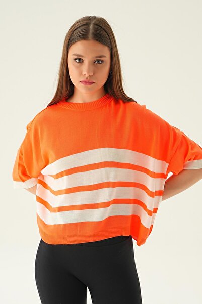 Rays Tricou cu detaliu dungi portocalii supradimensionat 1454