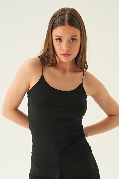 Rays Black Strappy Long Tank Top 848