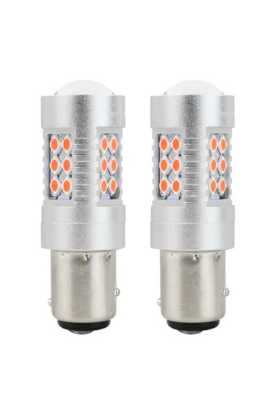 AMIO Set de 2 becuri auto LED Canbus P21/5W roșii cu intensitate dublă 24SMD,...