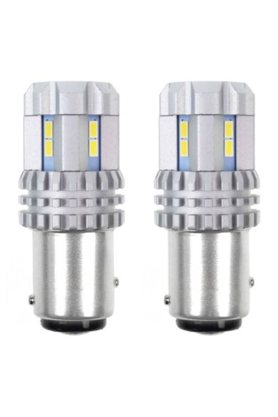 AMIO Set de 2 becuri auto LED P21/5W (BA15S) UltraBright 12v/24v 1000lm Alb