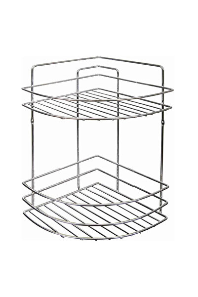 Genel Markalar Krom Metal Tel Köşe Raf 2'li Duşakabin Banyo Şampuanlık-Montaj...