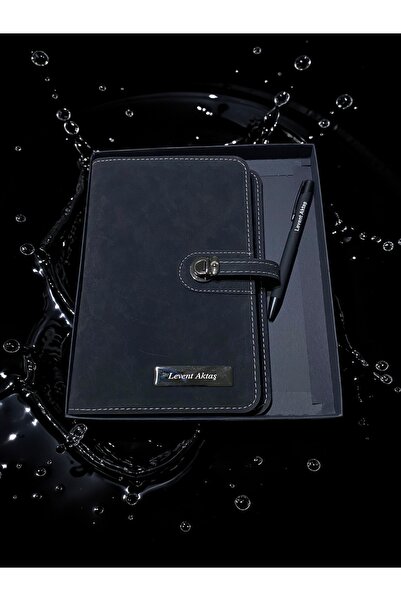 Pluvia Hediyelik Kişiye Özel Kutulu Nubuk Deri Çantalı Defter Kalem