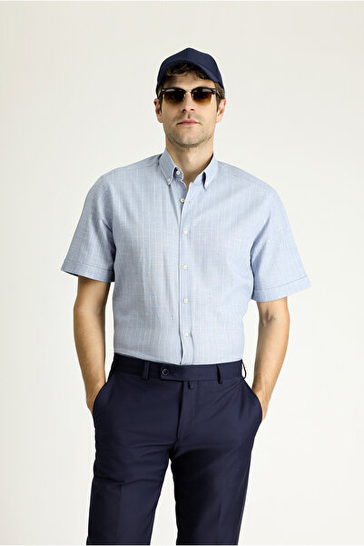 Kiğılı Striped Regular Fit Short Sleeve Cotton Shirt