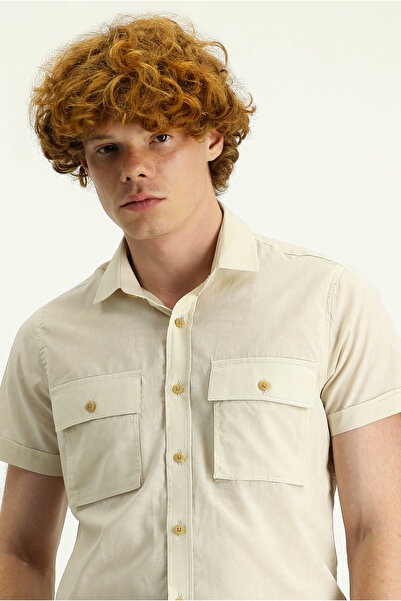 Kiğılı قميص قطني مطبوع بأكمام قصيرة وقصة ضيقة