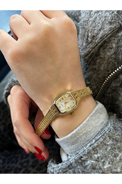 QUARTZ Çelik Kasa Golden Mesh Beyaz Kadran Gold Kordon Kol Saati
