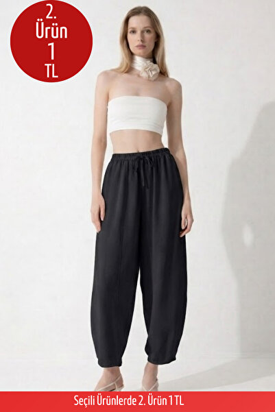 COMBİNE MİCHAİL Kadın Basic Soft Siyah Şalvar Pantolon