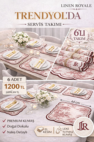 LINEN ROYALE FRANSIZ KÖYLÜLER 6'lı AMERİKAN SERVİS