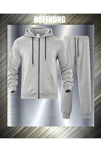 HOFFNUNG ملابس رياضية رمادية جديدة كبيرة الحجم - سويت شيرت كامل بلانك بدون شعار