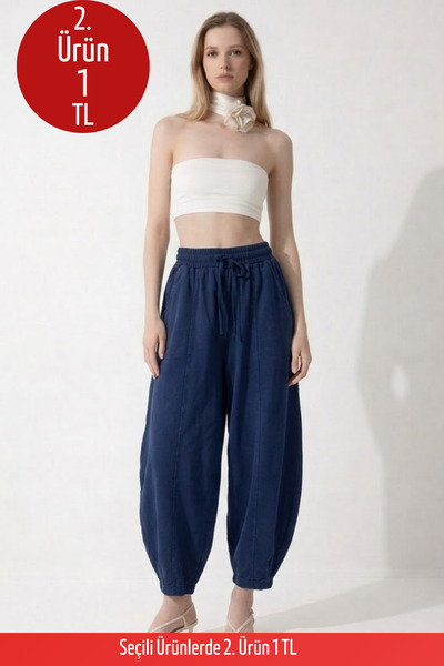 COMBİNE MİCHAİL Kadın Basic Soft Lacivert Şalvar Pantolon