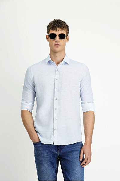 Kiğılı Long Sleeve Slim Fit Slim Fit Patterned Sports Cotton Shirt