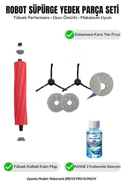 Asgard Grup Compatibil cu Roborock Q REVO PRO-S-MAXV 1 perie principală 2 per...