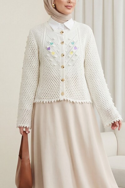 Modamorfo Трико з вишивкою у вигляді серця - Екрю