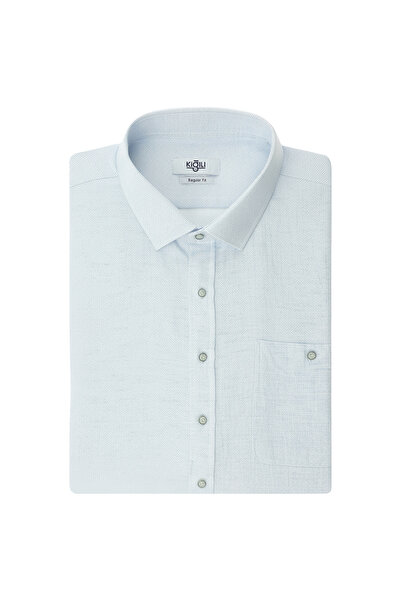 Kiğılı Plus Size Long Sleeve Patterned Pocketed Cotton Piece Linen Look Slubb...