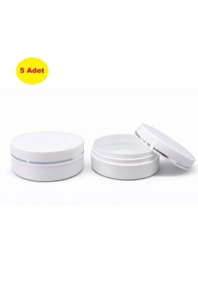 demethome 150 Ml Boş Plastik Lüx Gümüş Şeritli Kozmetik-krem-pomat Kutusu Kav...