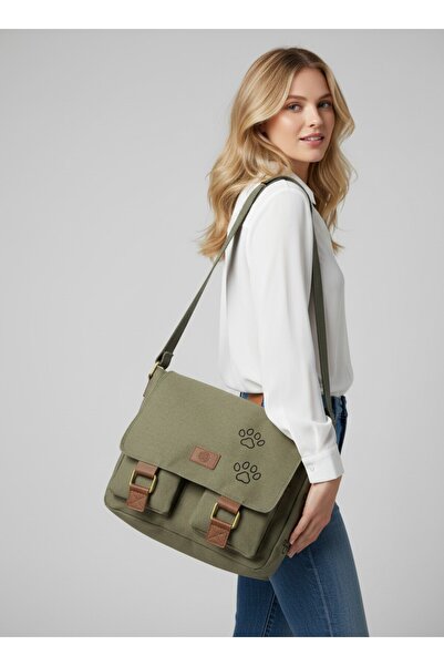 QUB CLUB Khaki Color Waterproof Canvas Laptop Bag - Business School Paperwork...