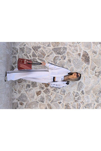 bytugcekaya Γκρι λεπτομέρεια με πλαϊνή λωρίδα, ελαστική μέση, με κουκούλα σετ