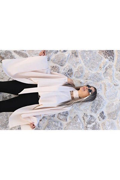 bytugcekaya Bluză bej cu mâneci liliac și detaliu șal, mărime standard