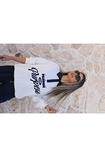 bytugcekaya Hanorac cu guler polo, albastru marin, cu detaliu text