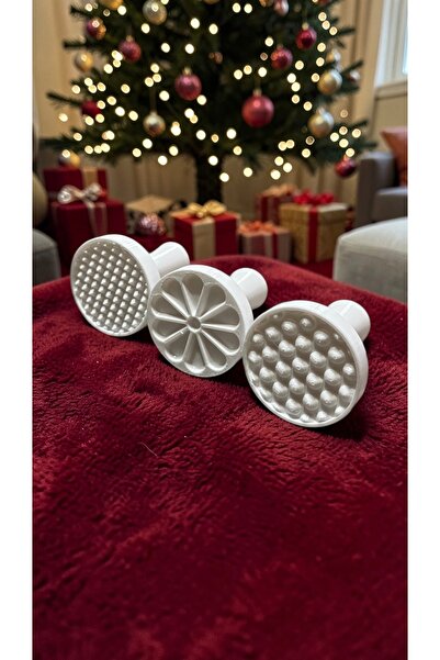 ZEUS Desenli Kurabiye Aparatı Beyaz 3'lü Set