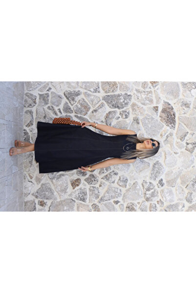 bytugcekaya Rochie bleumarin cu mâneci scurte și fermoar la spate denim