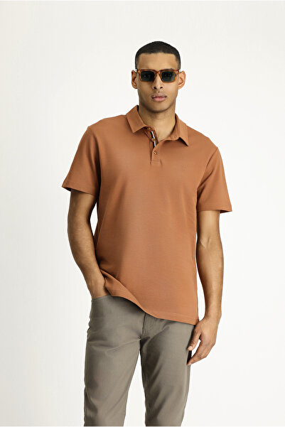 Kiğılı Polo Yaka Slim Fit Dar Kesim Nakışlı Pamuk Tişört