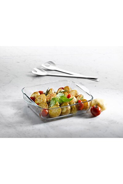 Paşabahçe Borcam Küçük Boy Kulplu Kare Tepsi 2 Litre