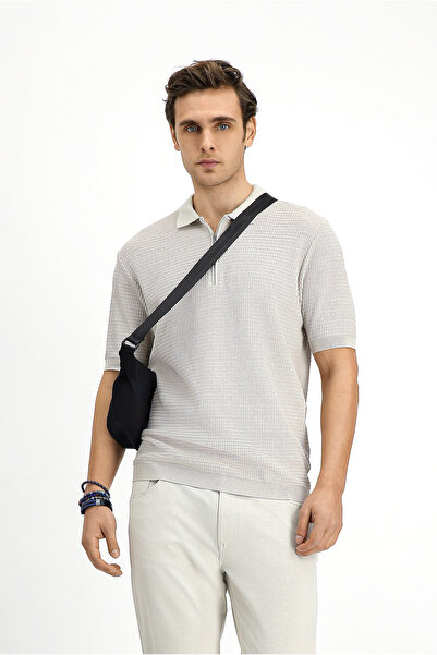 Kiğılı Tricou cu gât polo cu fermoar, cu model din bumbac, slim fit