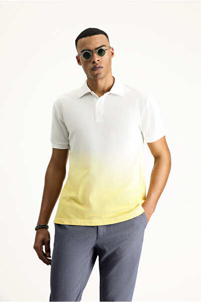 Kiğılı تي شيرت قطني بياقة بولو - مقاس عادي وتطريز منقوش