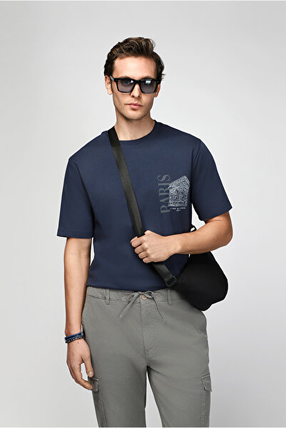 Kiğılı تي شيرت قطني مطبوع برقبة دائرية