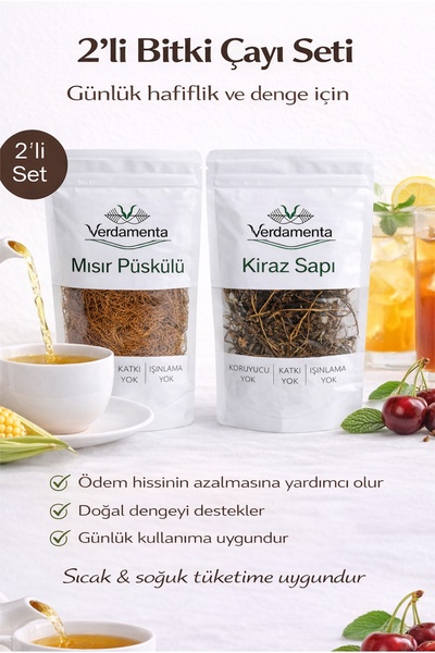 verdamenta Kiraz Sapı & Mısır Püskülü (30+30 gr) | Detoks Çayı, Günlük Hafifl...