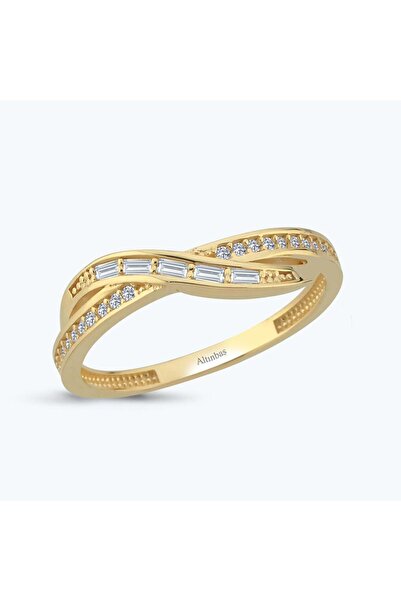 Altınbaş Altın Sıra Taşlı Çapraz Yüzük