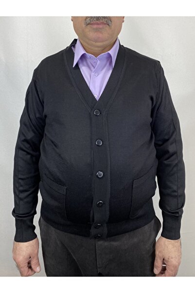 ECALAMODE Erkek Orta Yaş Ve Üzeri Ince Yün Akrilik Triko Örgü Düğmeli Baba Hırka