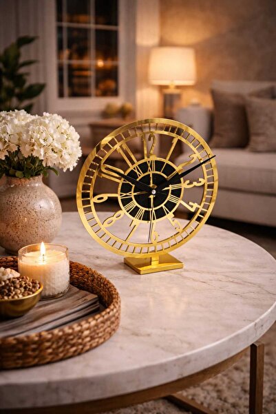 LAZORİAE Ahşap ve pleksiden yapılmış masa saati