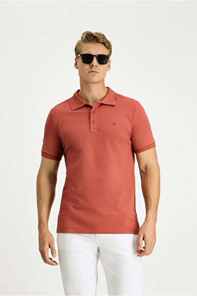 Kiğılı Tricou Slim Fit din bumbac, fără ondulații, cu gât polo