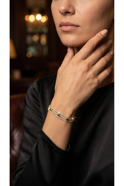 Universal Küp Detaylı Işıltılı Su Yolu Bileklik