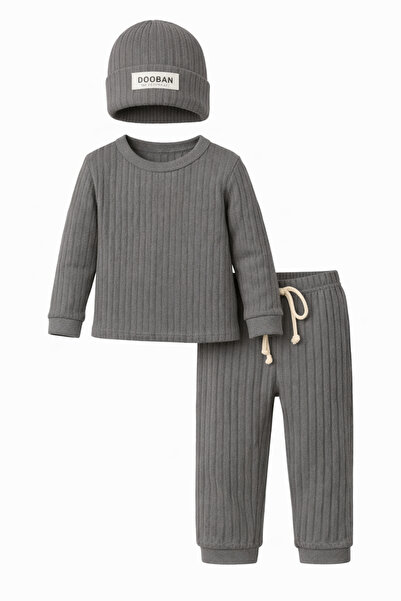 Bubito Hat Baby & Child Top and Bottom 3-Piece Set-Grey
