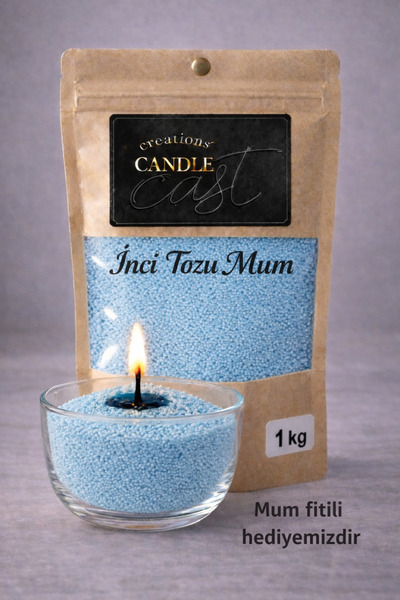 CandleCastCreation Okyanus Kokulu Mavi İnci Tozu Mum 1 KG - Toz Mum - Kum Mum