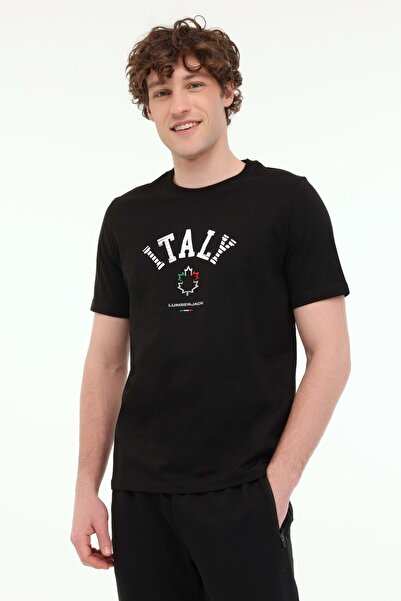 lumberjack ml Renato 11ıtl1030 5fx Μαύρο ανδρικό κοντομάνικο μπλουζάκι