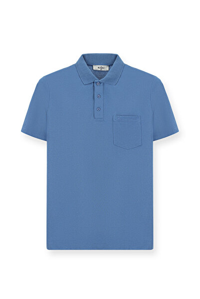 Kiğılı Regular Fit Cotton Embroidered Pocket Polo Neck T-Shirt