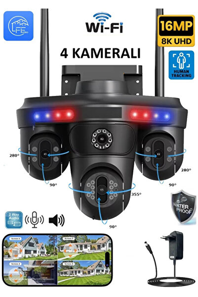VİVATECH Ultimate 316 16MP Wifi 4 Lensli Akıllı Kamera Gece Görüş Çift Yönlü Ses
