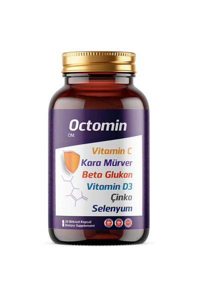 OCTOMİN Vitamin C Kara Mürver Beta Glukan Vitamin D3 Çinko Selenyum 30 Kapsül