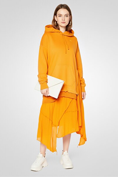 Diesel Women Embroidered Logo Hooded Midi Dress, Dark Orange