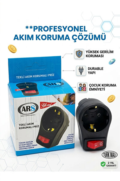 Ars Tekli Akım Korumalı Priz - 3500W Yüksek Gerilim Koruyucu Anahtarlı Priz G...