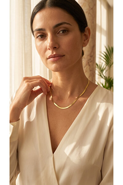 Universal Kadın Gold İtalyan Snake Zincir Kolye - Kararmaz Çelik Ezme Model