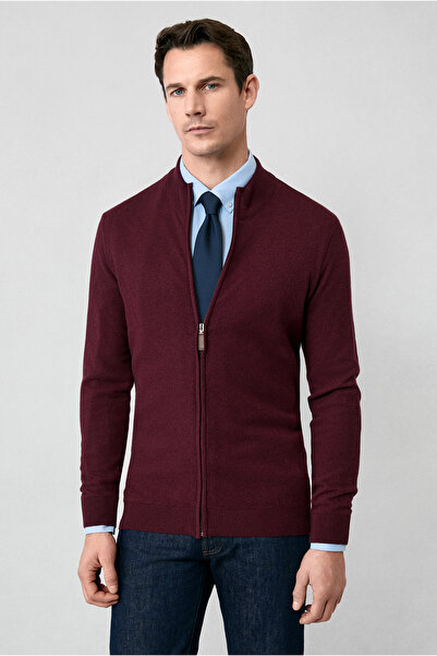 Kiğılı Half Turtleneck Patterned Zippered Wool Cashmere Blend Knitted Cardigan